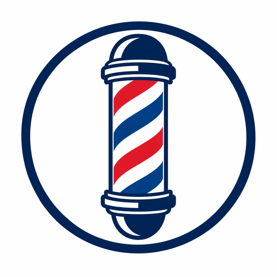 Classic barber pole badge logo example